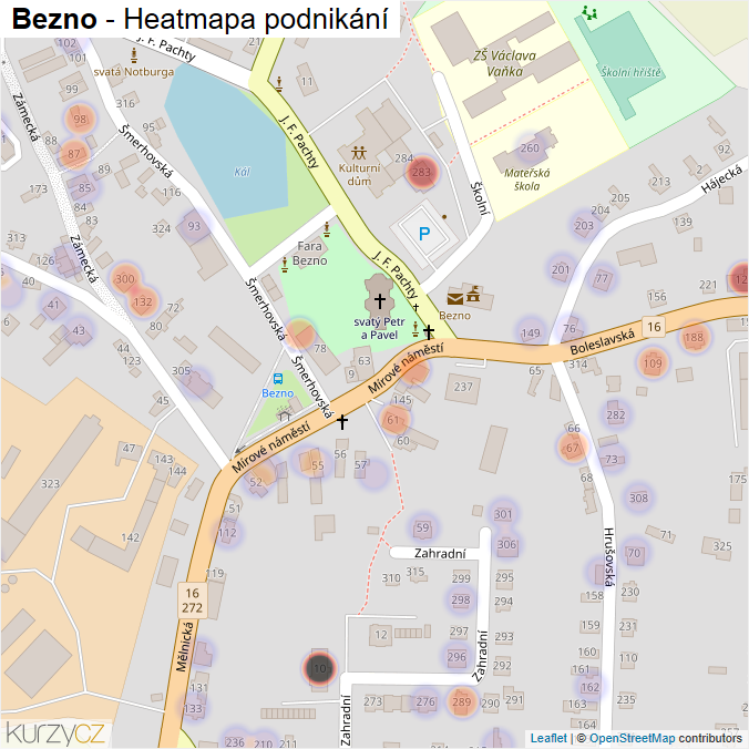 Mapa Bezno - Firmy v části obce.