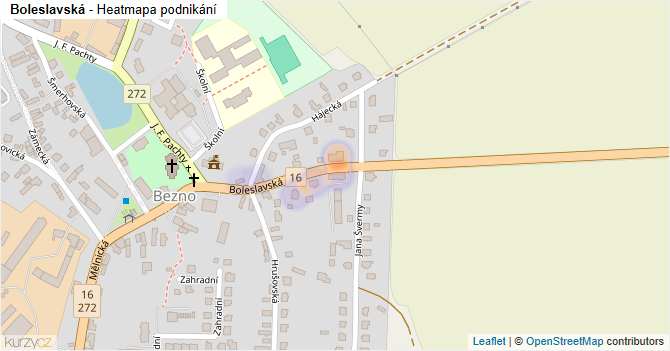 Boleslavská - mapa podnikání
