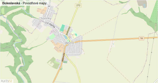 Boleslavská - záplavové mapy stoleté vody