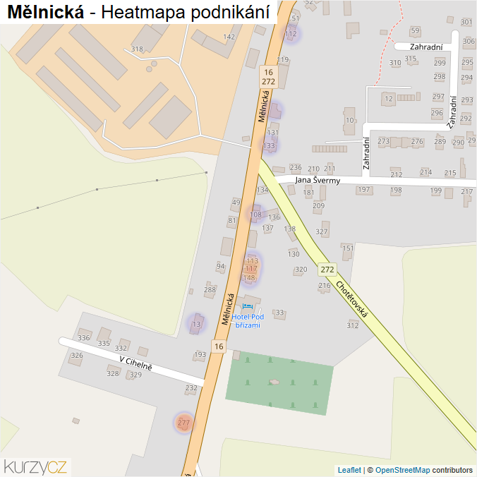 Mapa Mělnická - Firmy v ulici.