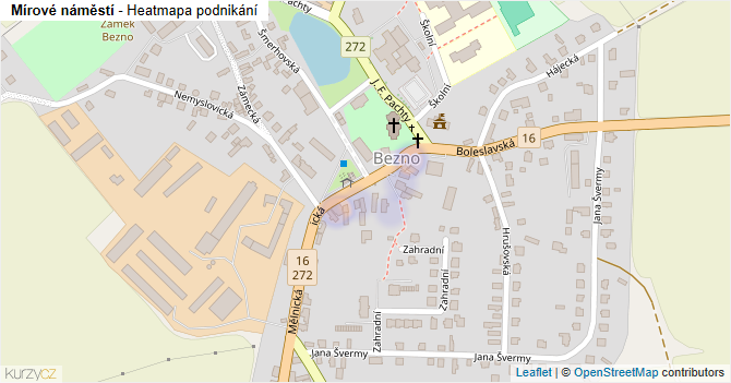 Mírové náměstí - mapa podnikání