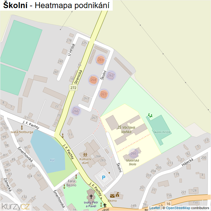 Mapa Školní - Firmy v ulici.