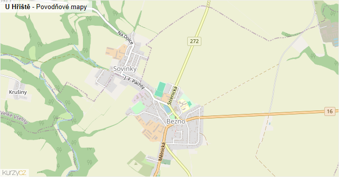 U Hřiště - záplavové mapy stoleté vody