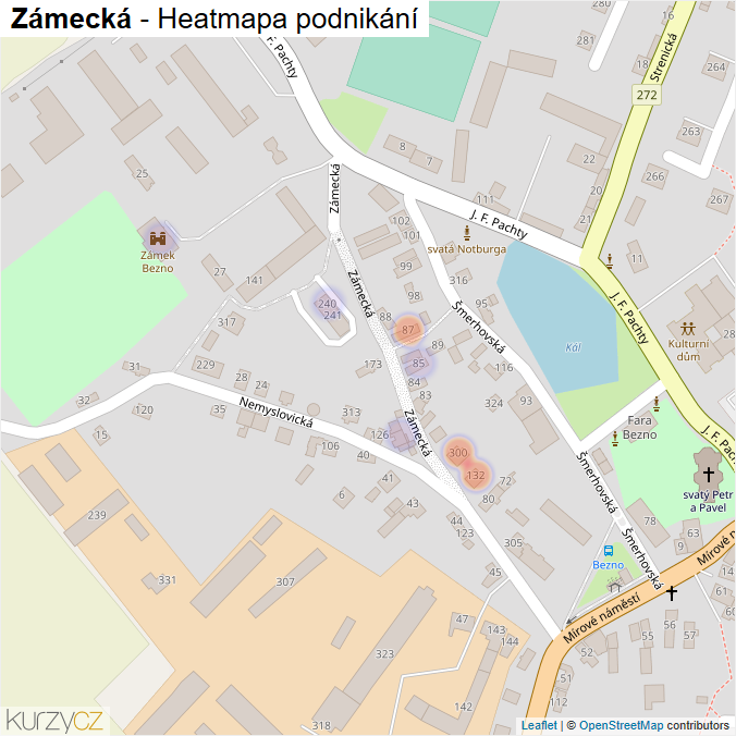 Mapa Zámecká - Firmy v ulici.