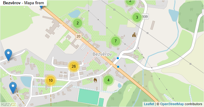 Bezvěrov - mapa firem
