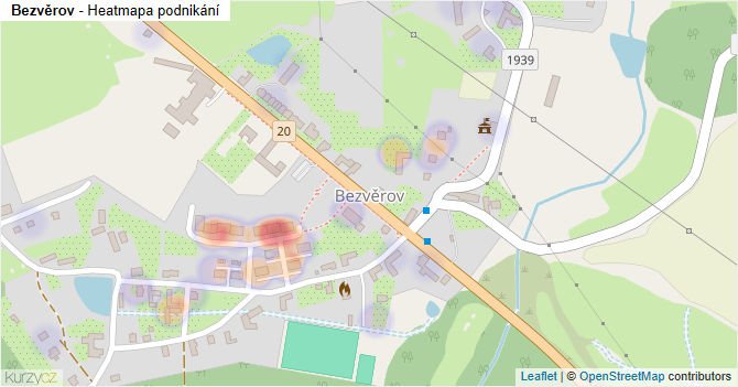 Bezvěrov - mapa podnikání