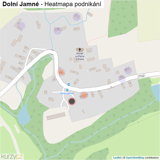 Mapa Dolní Jamné - Firmy v části obce.