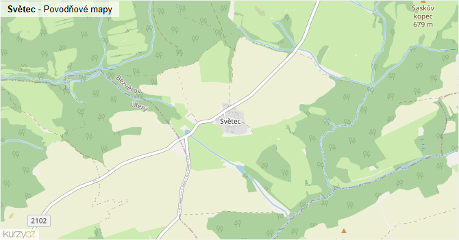 Světec - záplavové mapy stoleté vody