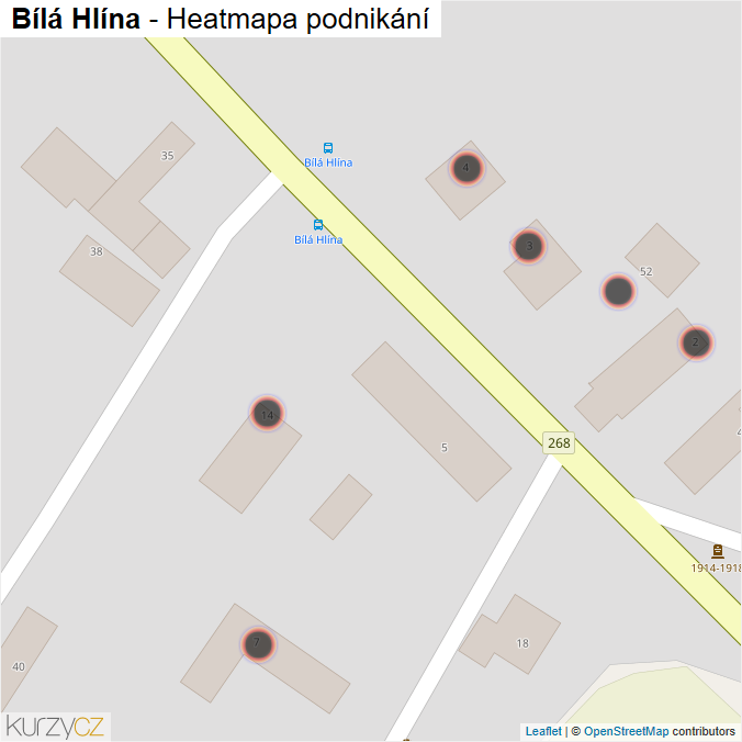 Mapa Bílá Hlína - Firmy v obci.