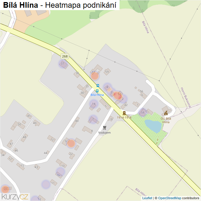 Mapa Bílá Hlína - Firmy v části obce.