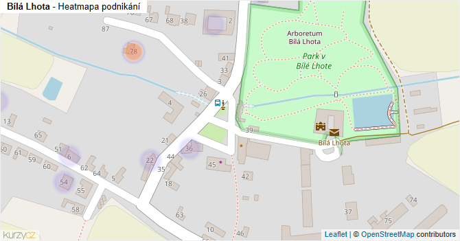 Bílá Lhota - mapa podnikání
