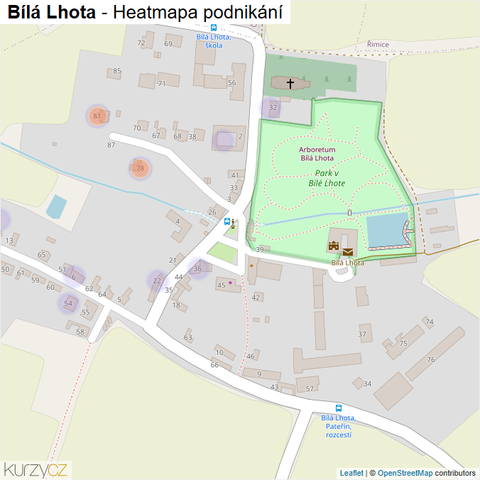 Mapa Bílá Lhota - Firmy v části obce.