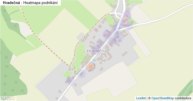 Hradečná - mapa podnikání
