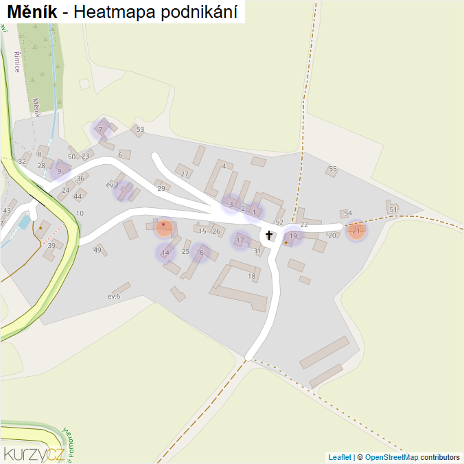 Mapa Měník - Firmy v části obce.