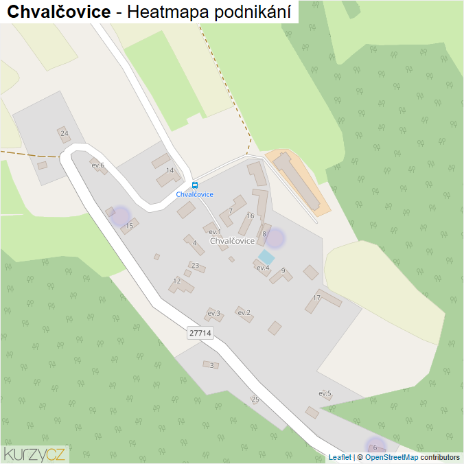Mapa Chvalčovice - Firmy v části obce.