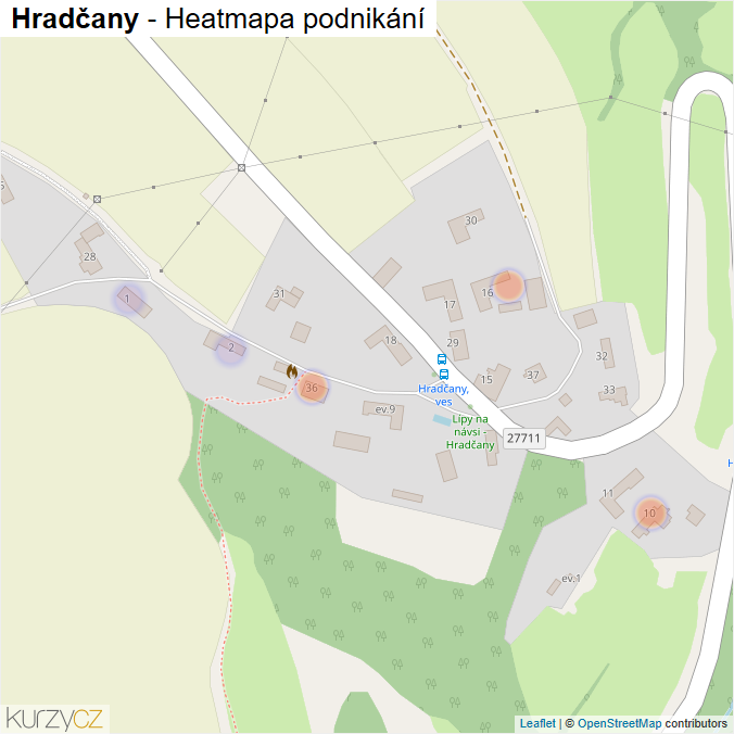 Mapa Hradčany - Firmy v části obce.