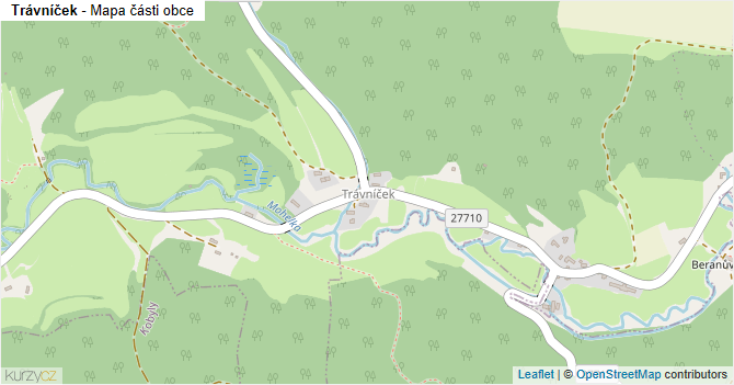 Trávníček - mapa části obce