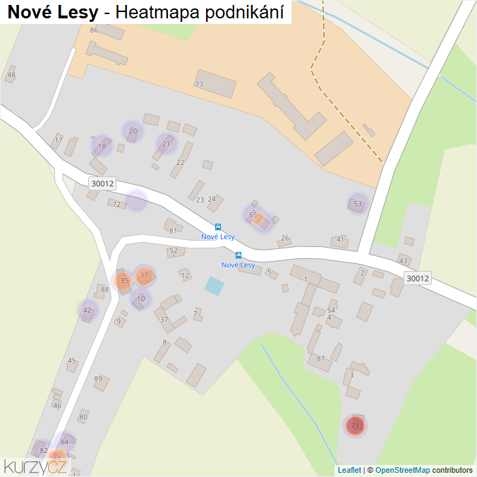 Mapa Nové Lesy - Firmy v části obce.