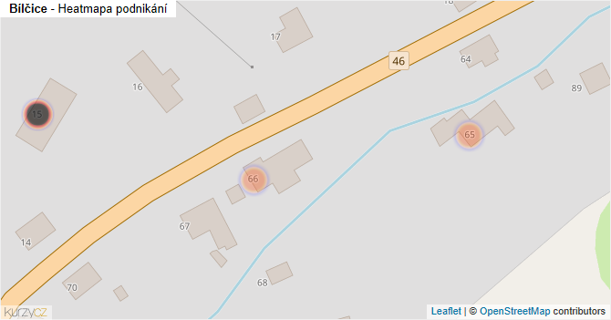 Bílčice - mapa podnikání