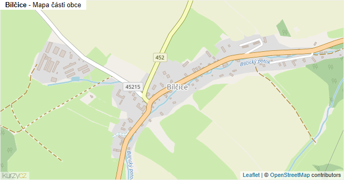 Bílčice - mapa části obce