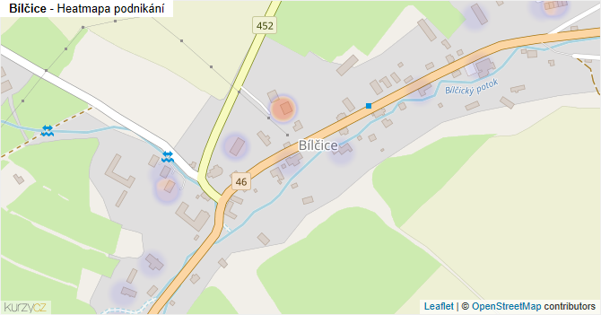 Bílčice - mapa podnikání