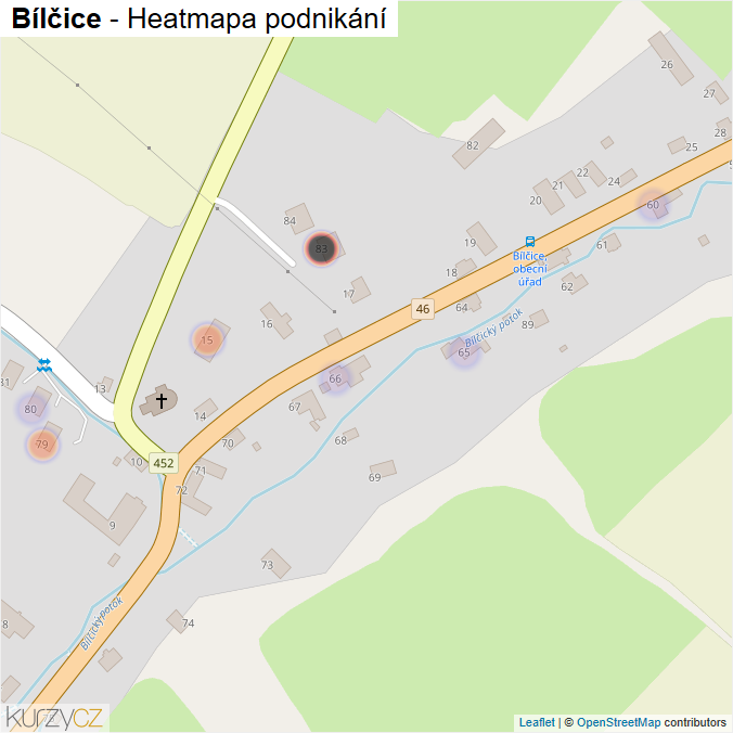 Mapa Bílčice - Firmy v části obce.