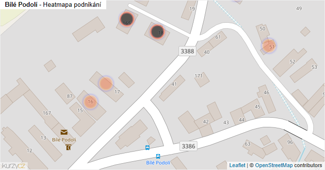 Bílé Podolí - mapa podnikání