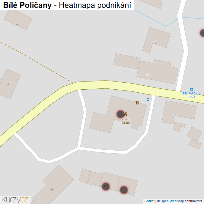 Mapa Bílé Poličany - Firmy v obci.