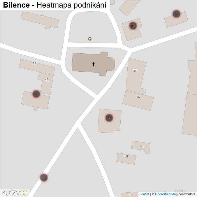 Mapa Bílence - Firmy v obci.