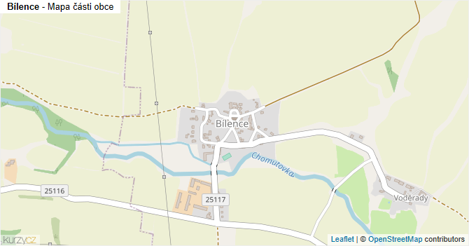 Bílence - mapa části obce