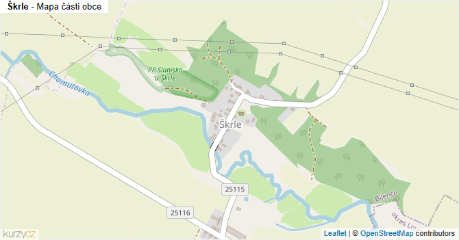 Škrle - mapa části obce