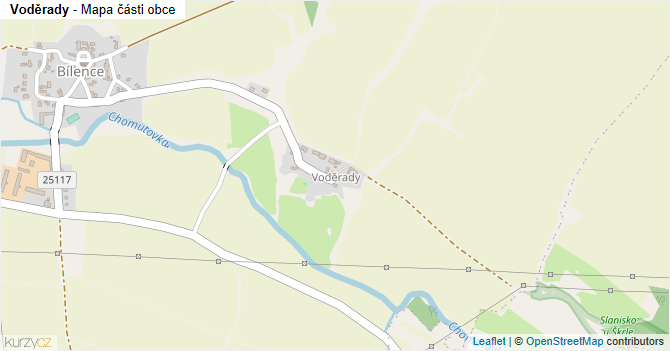 Voděrady - mapa části obce