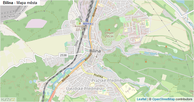 Bílina - mapa města