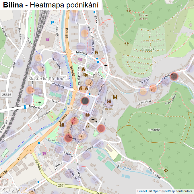 Mapa Bílina - Firmy v obci.