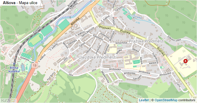 Alšova - mapa ulice