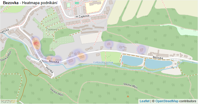 Bezovka - mapa podnikání