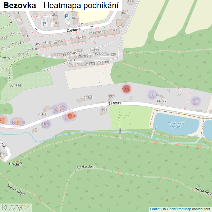 Mapa Bezovka - Firmy v ulici.