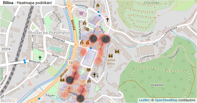 Bílina - mapa podnikání