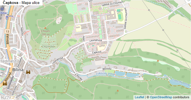Čapkova - mapa ulice