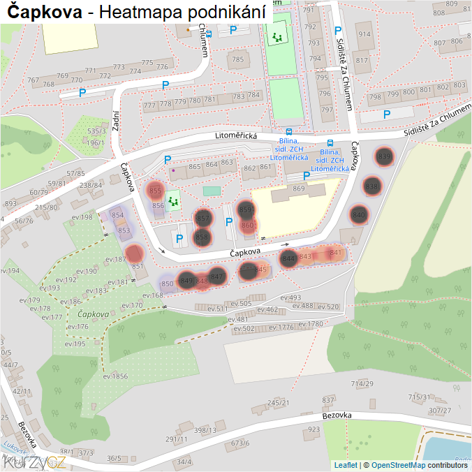 Mapa Čapkova - Firmy v ulici.