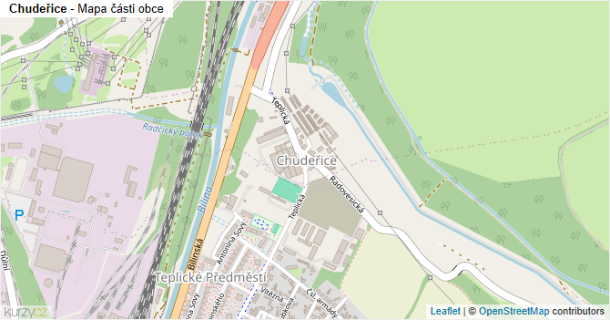 Chudeřice - mapa části obce