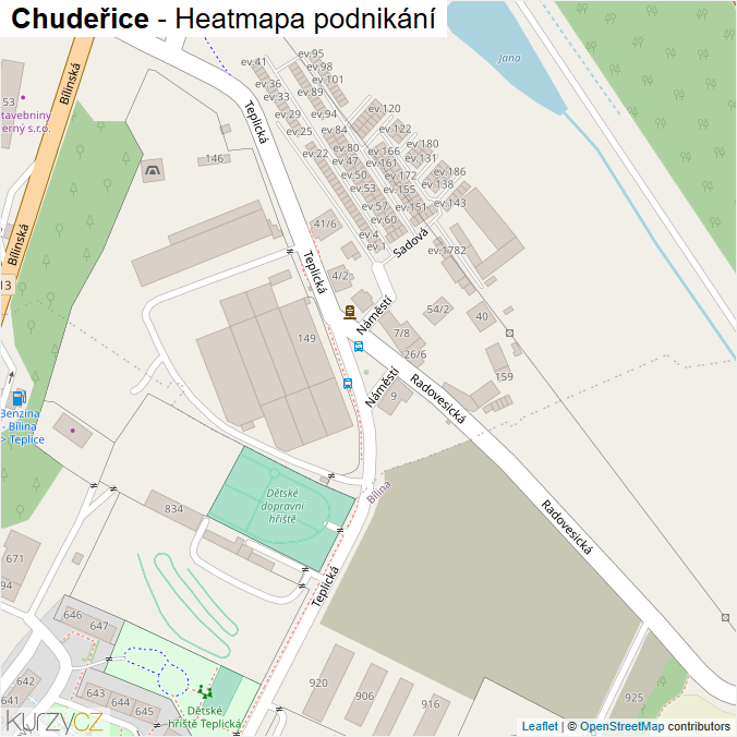 Mapa Chudeřice - Firmy v části obce.