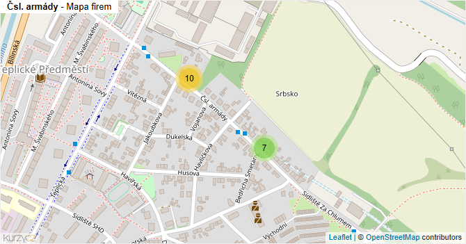 Čsl. armády - mapa firem