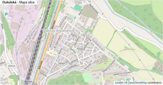Dukelská - mapa ulice