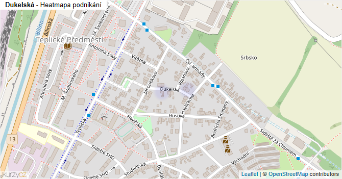 Dukelská - mapa podnikání