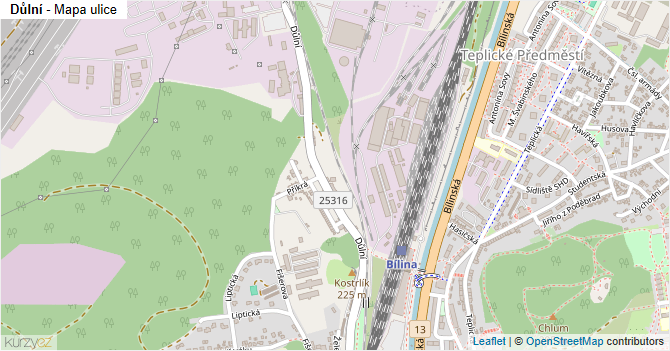 Důlní - mapa ulice