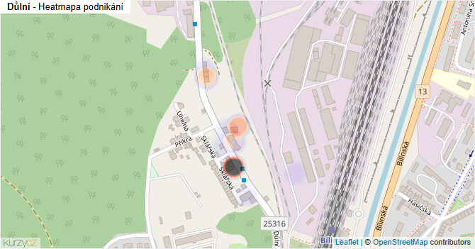 Důlní - mapa podnikání