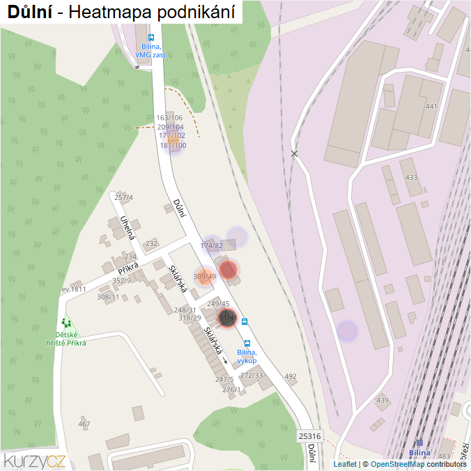 Mapa Důlní - Firmy v ulici.