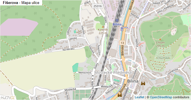 Fišerova - mapa ulice
