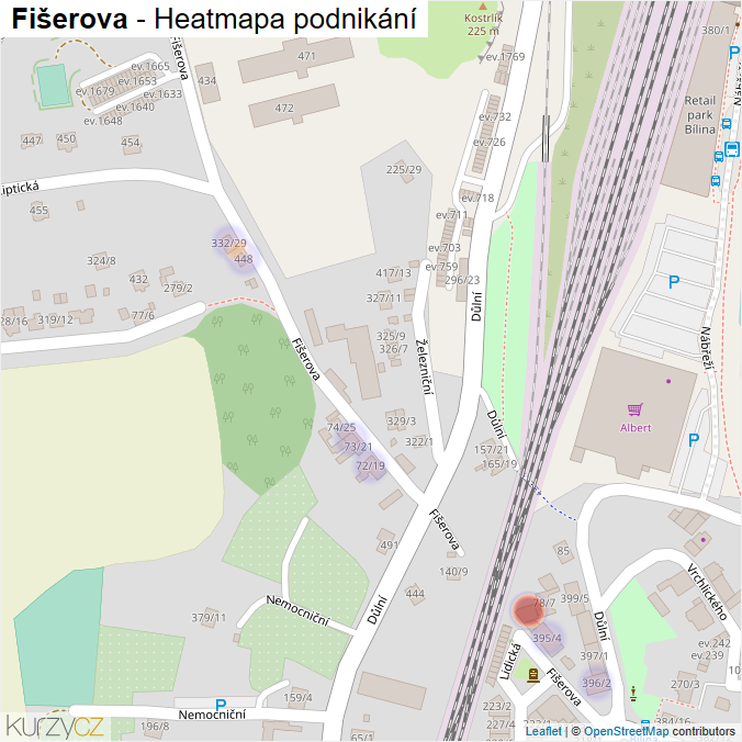 Mapa Fišerova - Firmy v ulici.